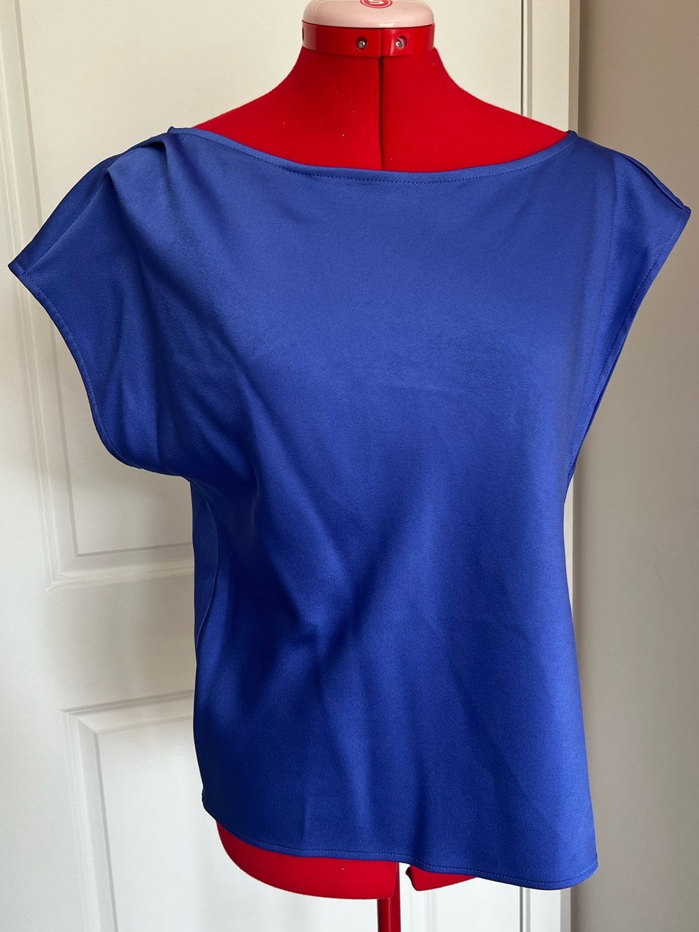 MARELLA Cobalt Blue Boatneck Cap Sleeve Top